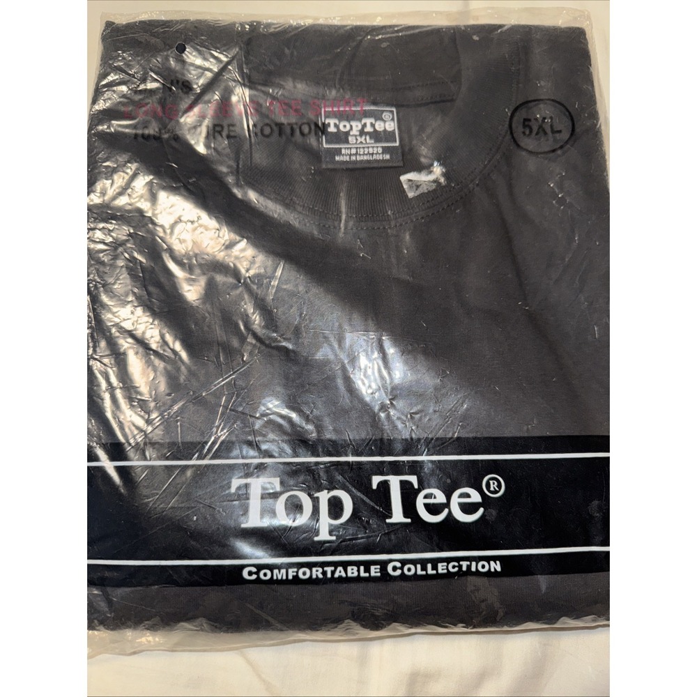 Men's‎ Size 5XL Black Long Sleeved Tee Shirt By Top Tee